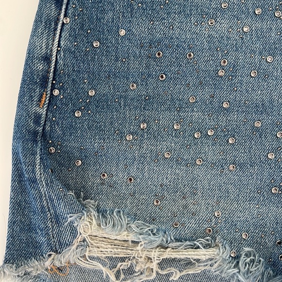 Zara ZW DENIM SHORTS WITH RHINESTONES - Picture 6 of 9